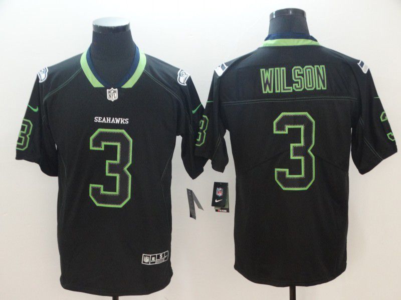Men Seattle Seahawks #3 Wilson Nike Lights Out Black Color Rush Limited NFL Jerseys->seattle seahawks->NFL Jersey